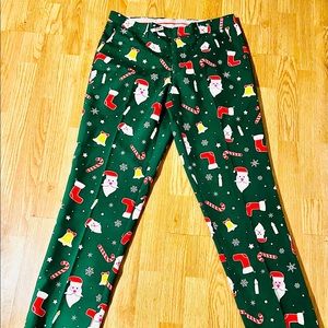 NEW OPPOSuit Men’s Santa and candy cane Ugly Holiday Pants. Sz 42z Green.